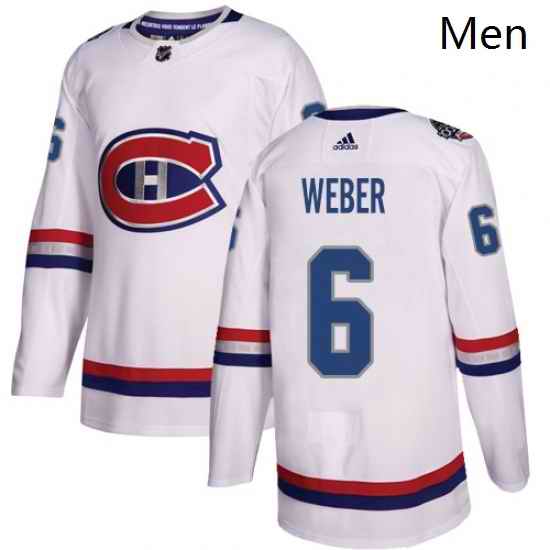 Mens Adidas Montreal Canadiens 6 Shea Weber Authentic White 2017 100 Classic NHL Jersey